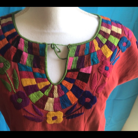 Mexican Muslin Peasant Style Embroidered Blouses - Picture 3 of 6